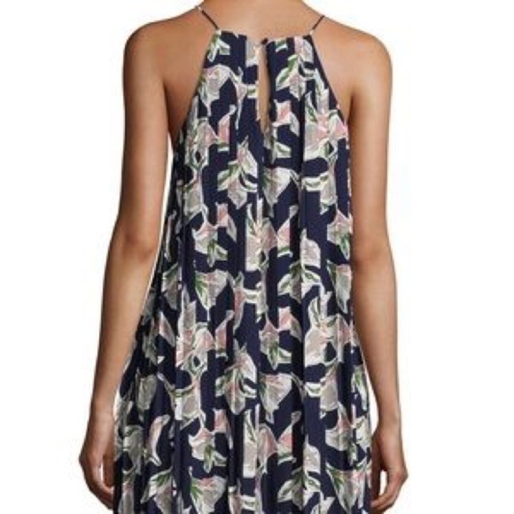 J.O.A. High Neck Pleated Floral Midi Dress Sz M - Picture 11 of 12